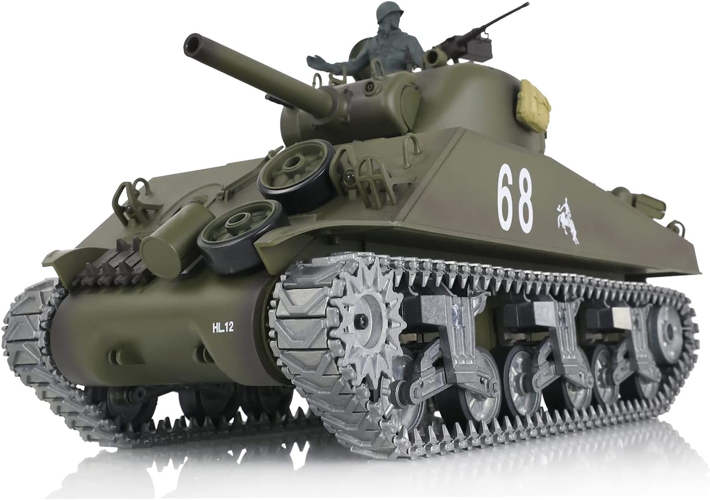 TOUCAN RC HOBBY Henglong 1/16 Customized 7.0 M4A3 Sherman RC Tank 3898 Barrel Recoil 360° Metal BB Airsoft That Shooting BB Bullets