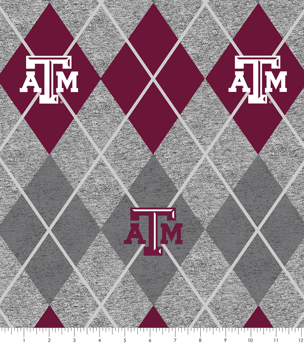 Texas A&M University Fleece Fabric Heather Argyle