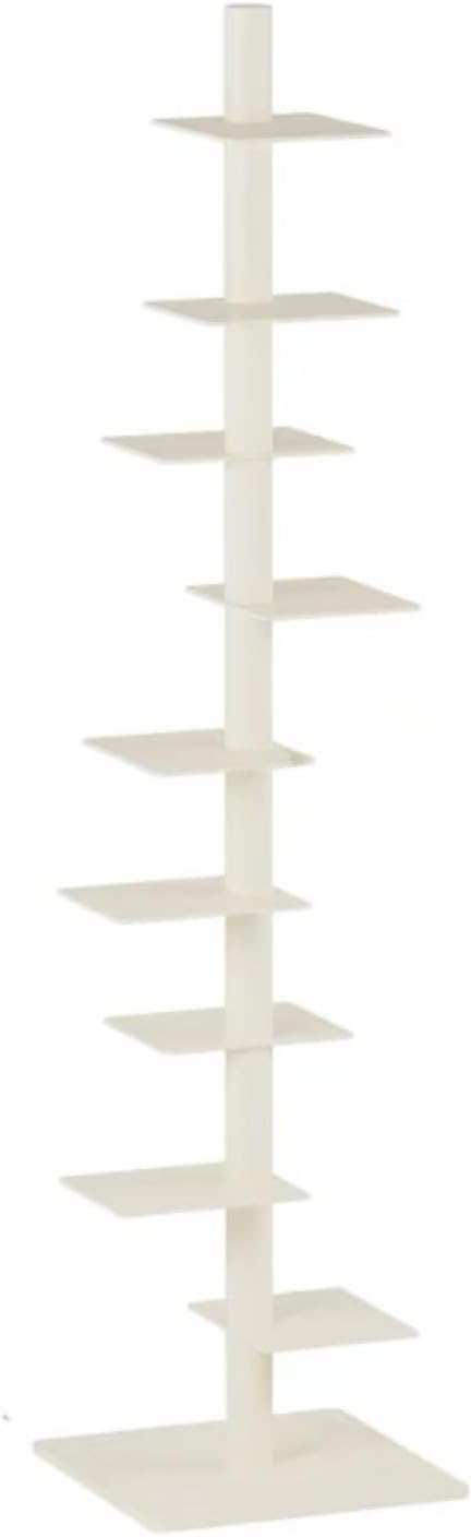 CJHYSMD Invisible Bookshelf,H.70 Inches (9 Shelves), Rotatable Metal Book Shelf for Home, Office, Living Room (White)