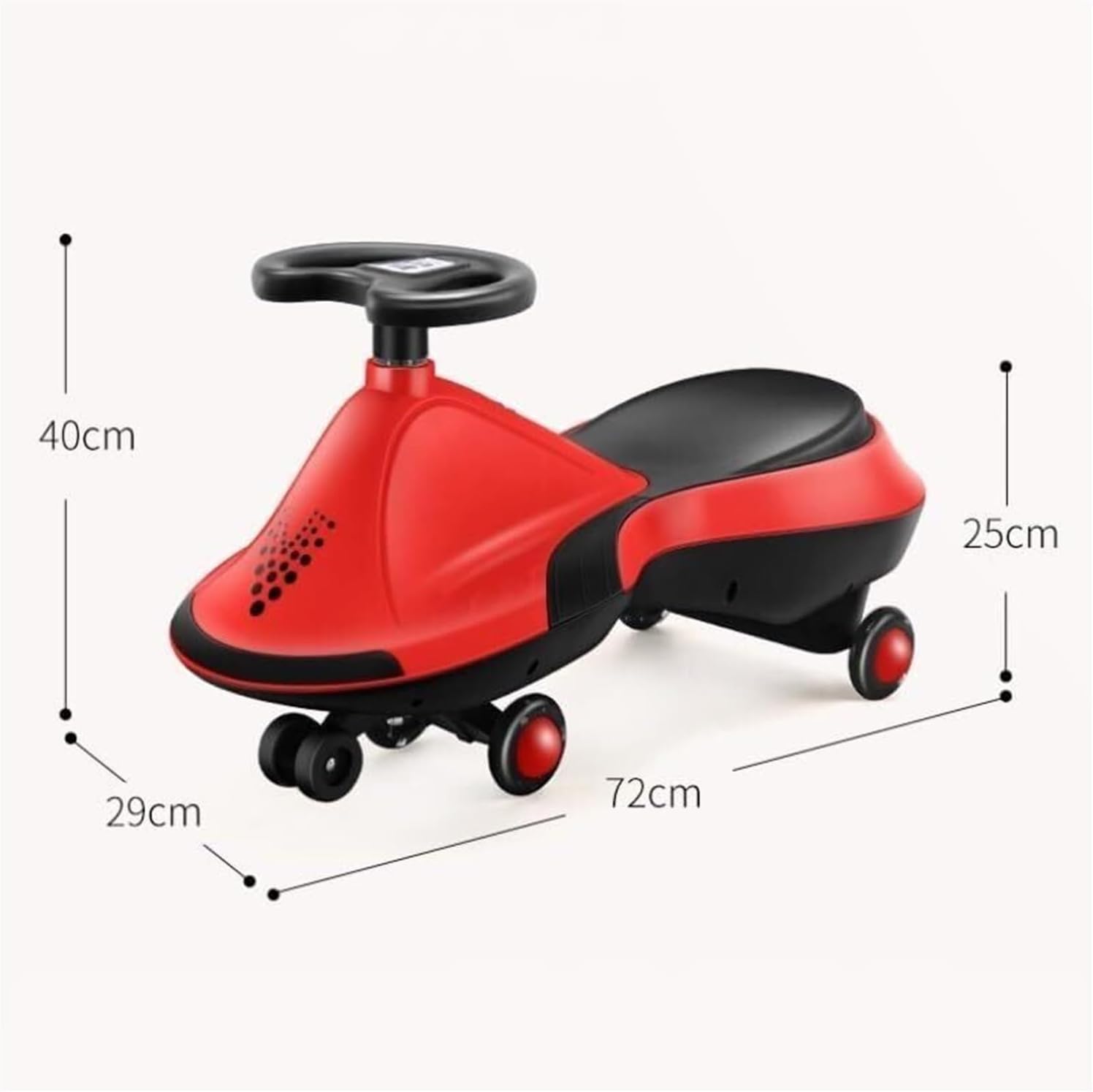 Bicycles Ride On Swing Wiggle Car with Flashing Wheels Anti-Rollover, Indoor and Outdoor Toy for Ages 3 and Up Bike(Rojo)