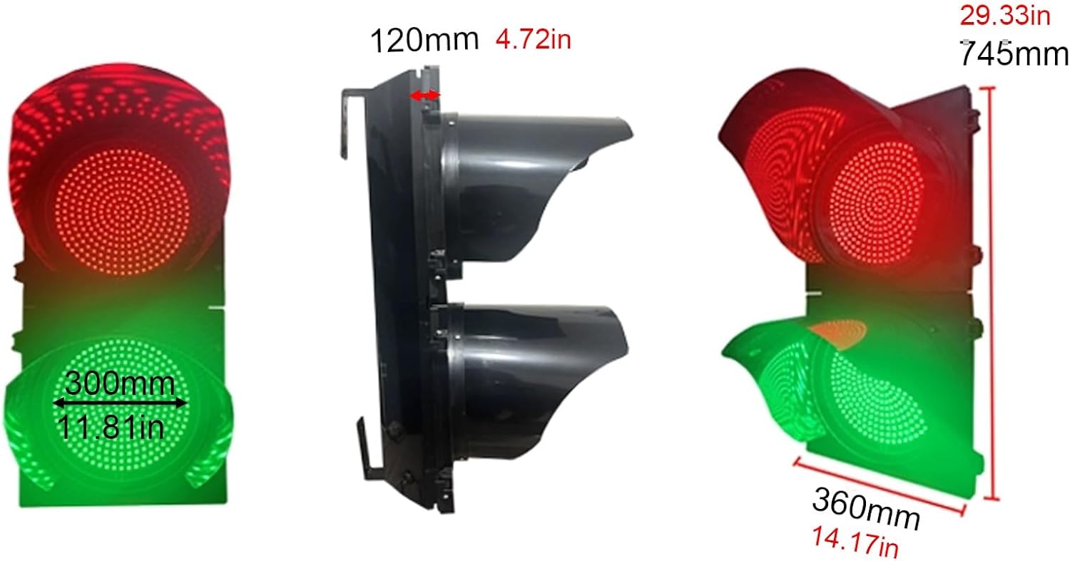 Traffic Light Lamp, LED Traffic Stop Light , Red/Green Stop and Go Light with Remote Control, Outdoor Waterproof Indicator Warning Light, Traffic Signal Light, for Road, Toll Station(Red,300mm/11.81in