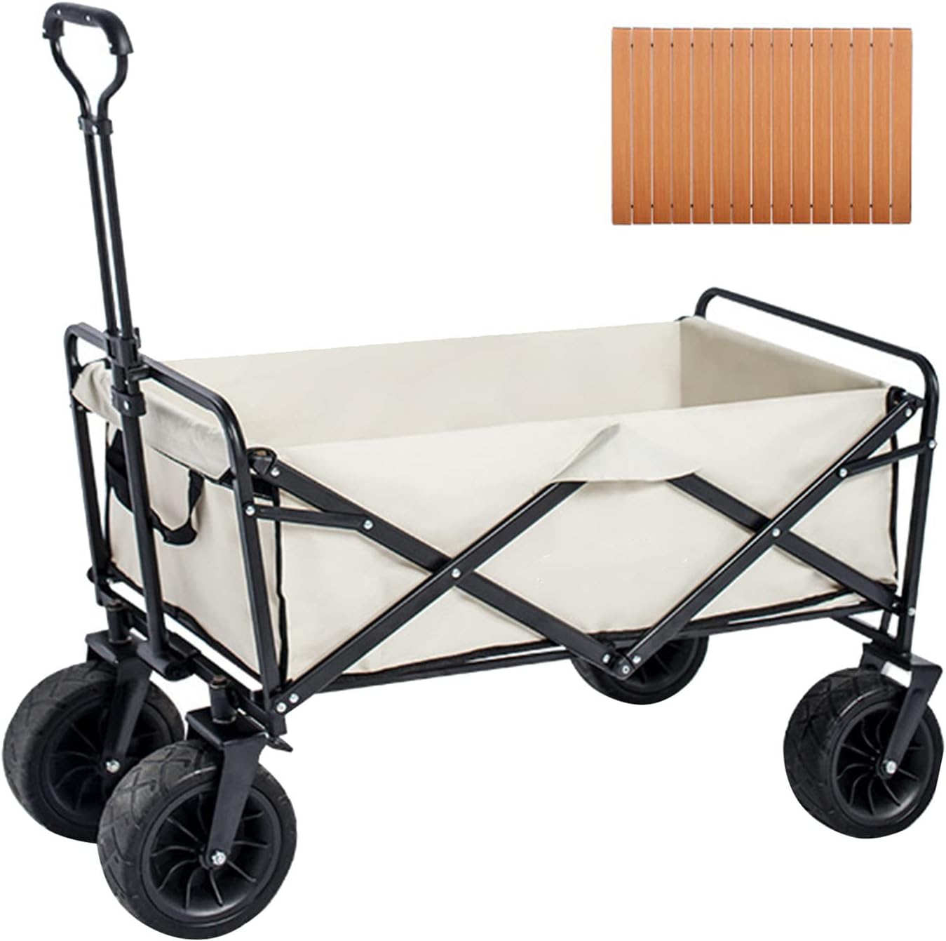 Wagon Cart, Oxford Cloth Durable Collapsible Heavy Duty Foldable Wagon, 8 Inch Wheels Large Capacity Space Convenient Kids Wagon, for Sporting Events, Concerts