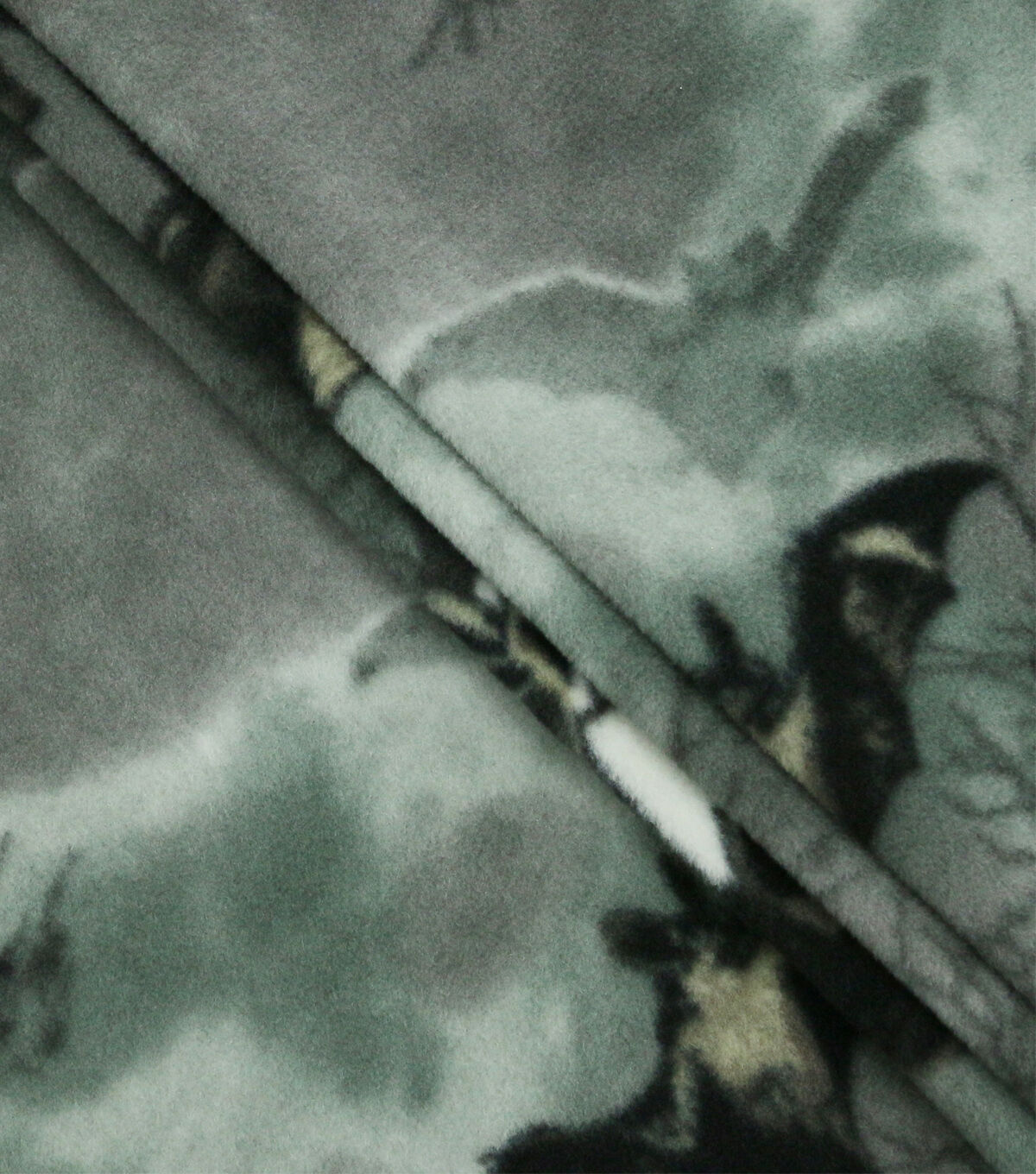 Black Bats on Gray Anti Pill Fleece Fabric