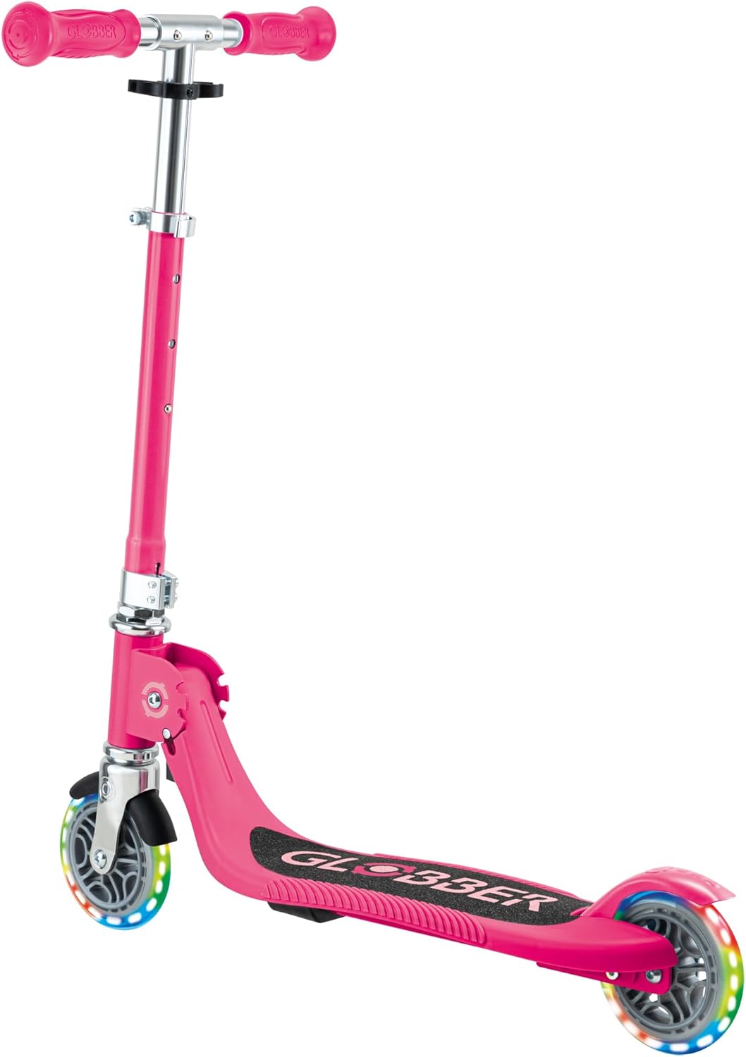 Globber Flow Foldable Junior Lights Scooter - Fuchsia