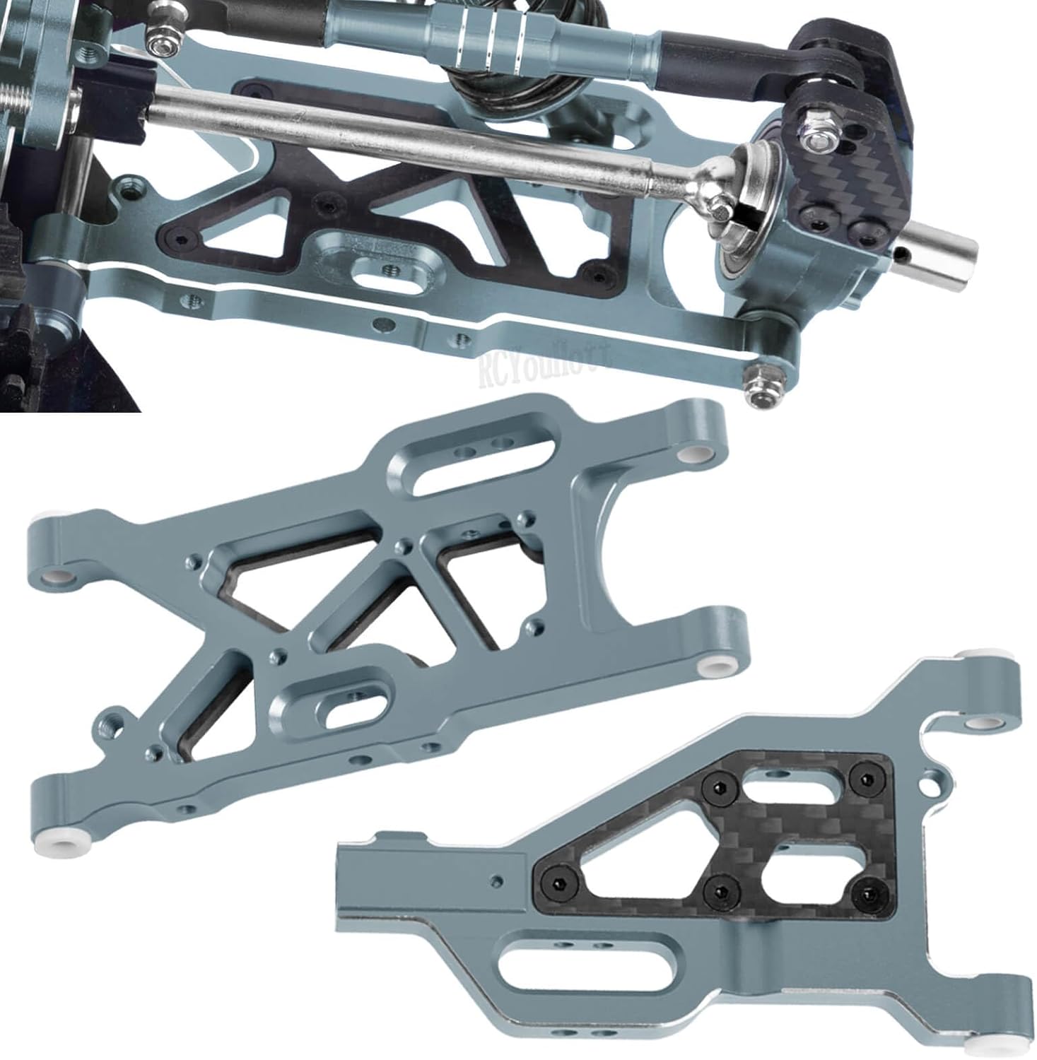 RC Suspension A Arms&Steering Blocks Axle Carriers&Gearbox Case w/43T/13T Diff Gear Mount&Camber Links Upgrades Part for 1/8 Typhon 6s BLX,1/7 Felony Infraction 6S BLX Limitless,Titanium
