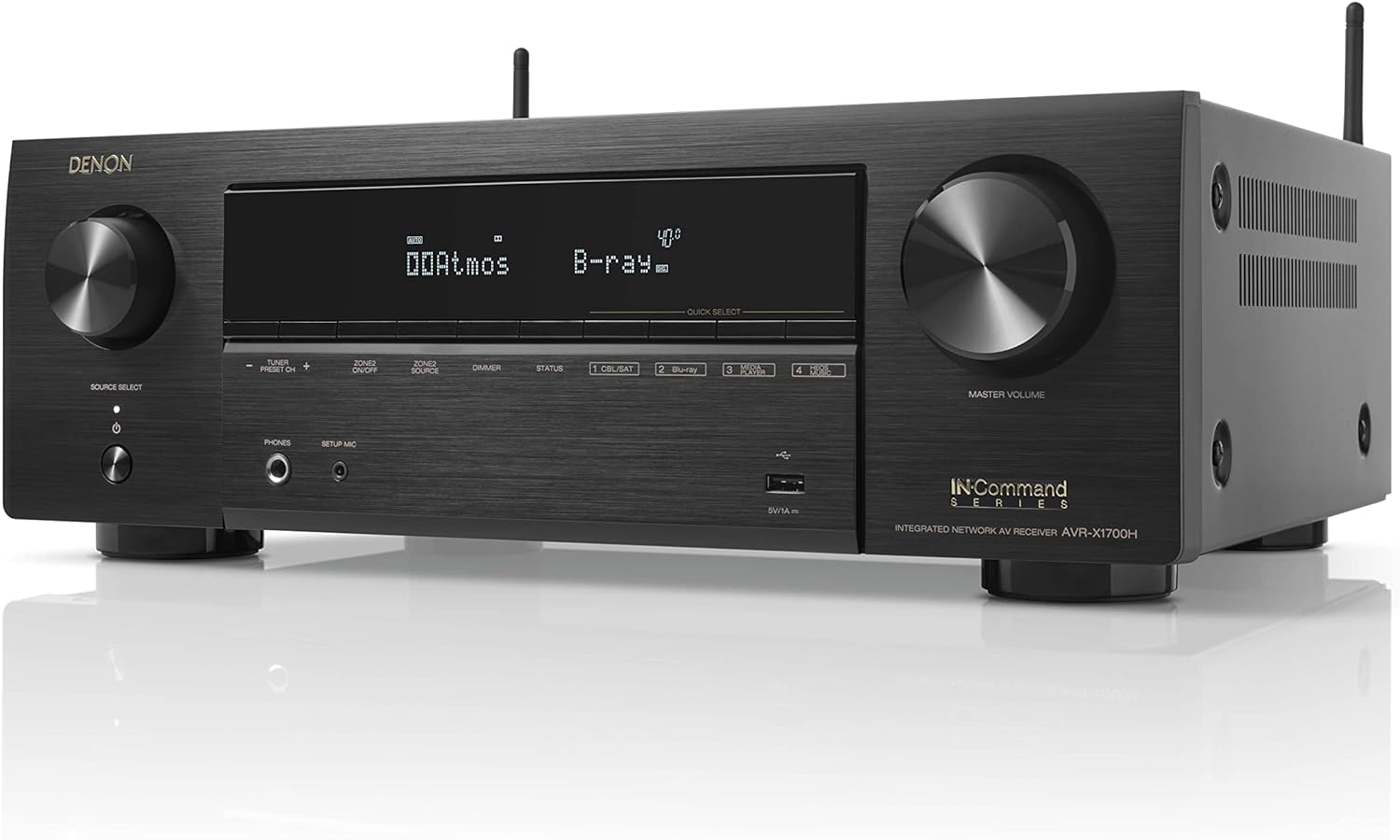 Denon AVR-X1700H 7.2 Channel AV Receiver - 80W/Channel