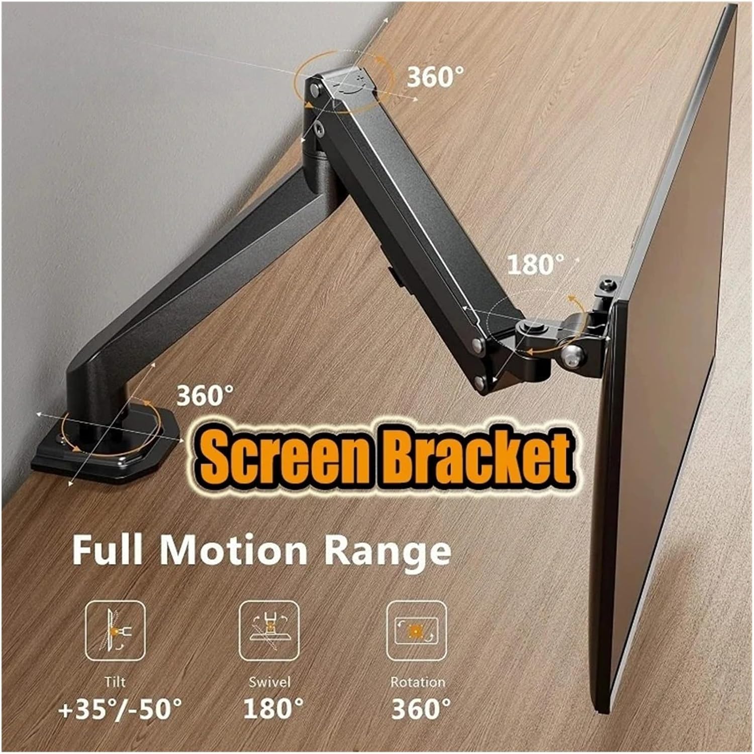 Single Monitor Stand for 13-32 inch Adjustable Monitor Stand Computer Screen Load 2-9kg Gas Spring TV Stand