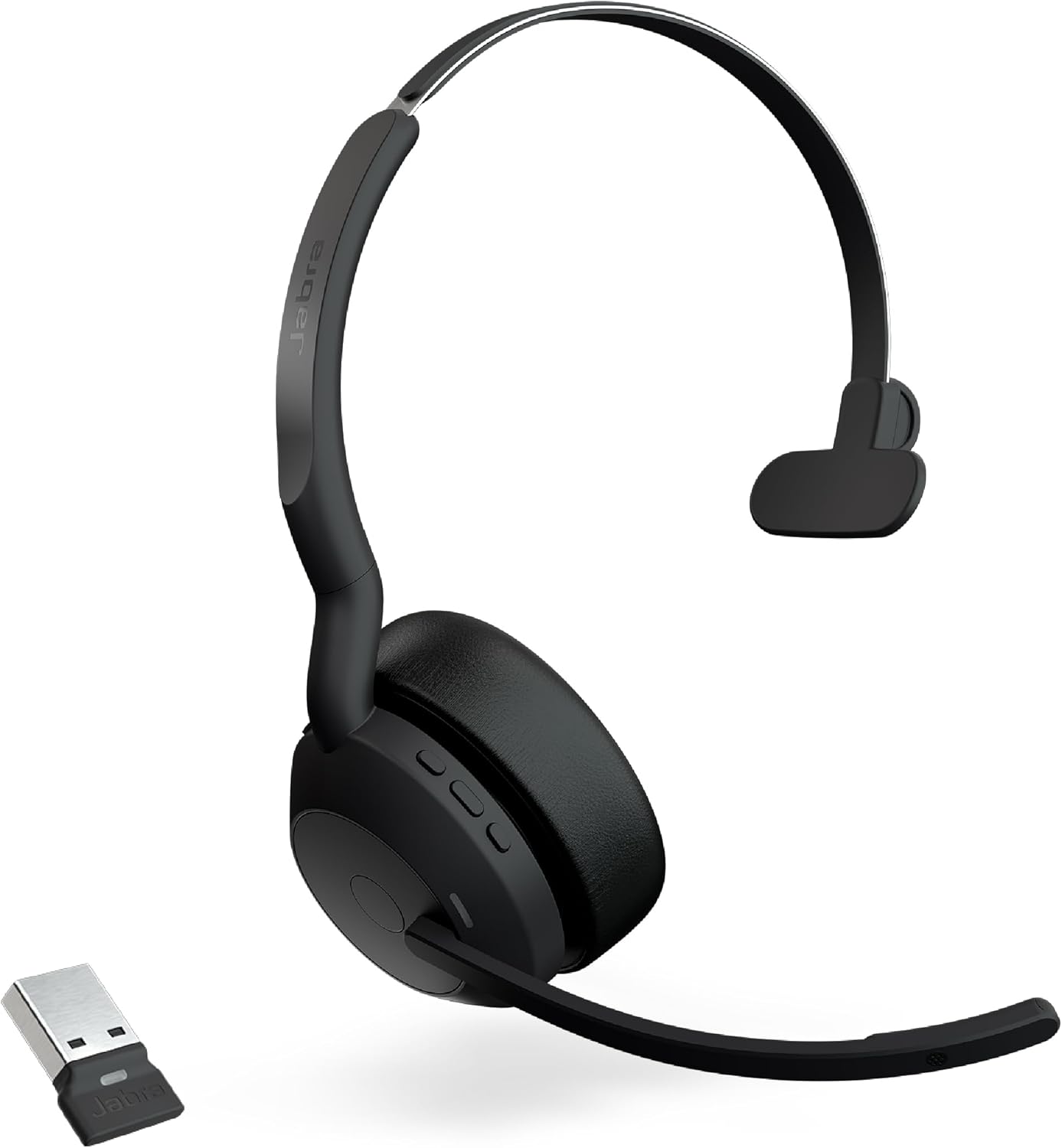 Jabra Evolve2 55 Mono Wireless Headset - Features AirComfort Technology, Noise-Cancelling Mics & Active Noise Cancellation - Works with UC Platforms Such as Zoom & Google Meet - Black