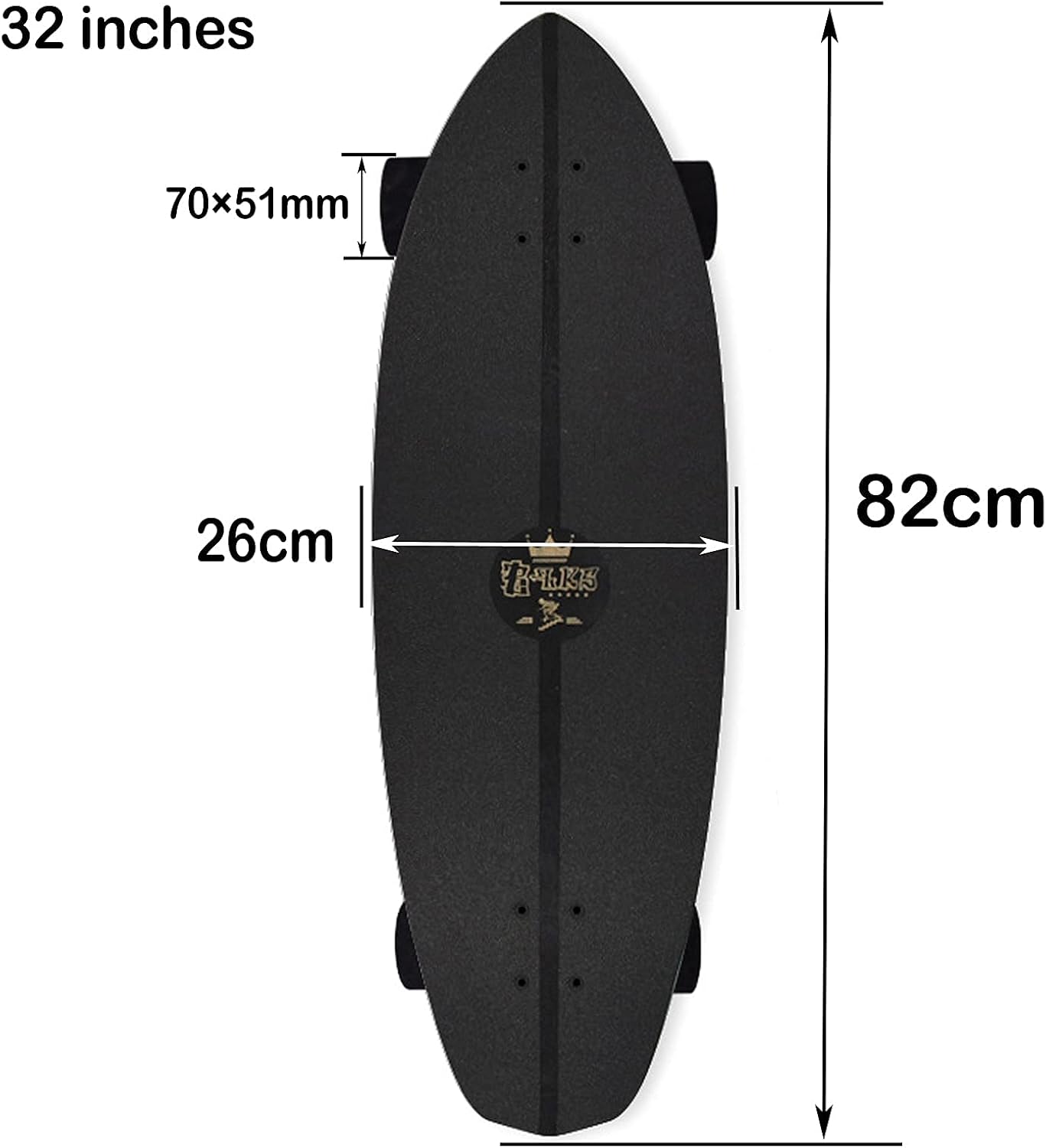 VOMI Pumpping Carving Surfskate Land Surfing Skateboard P7 Truck (Bidirectional Steering Thruster + INDY) ABEC-11 Bearing 32×10 inches Maple Complete Board for Kids Teens Adults pro Players (B)