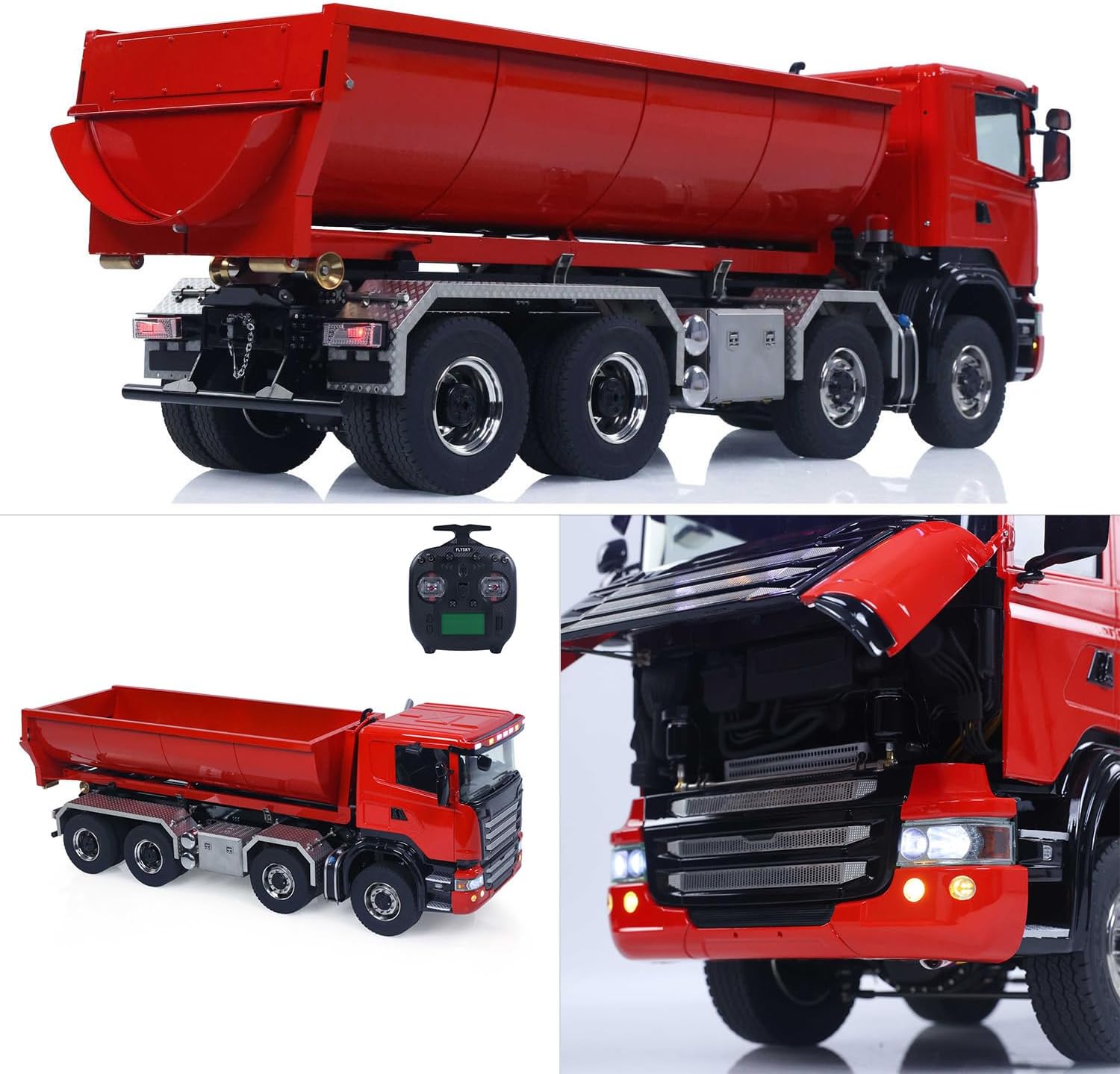 TOUCAN RC HOBBY Metal 1/14 Hydraulic RC Roll On Off Dump Truck 8x8 3Speed Radio Controlled Full Tipper Differential Lock Axles No Charger for Adult