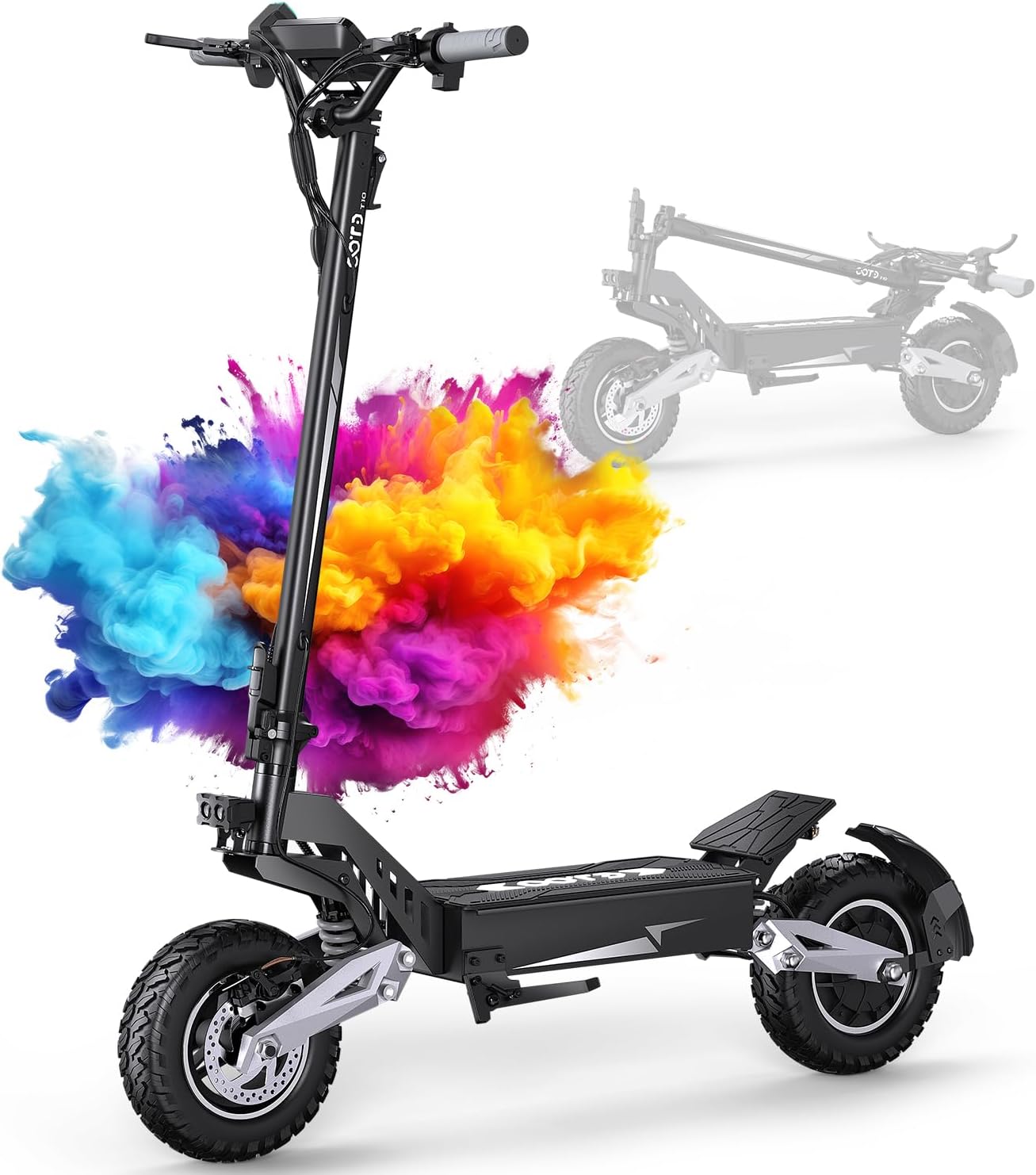 OOTD T10 Electric Scooter for Adults, 900W Peak Motor 34 MPH Max Speed & 48V 13.5AH Battery Up to 31 Miles Range, 11 Inch All-Terrain Tires Folding E Scooter with Dual Suspension & HD LCD Display