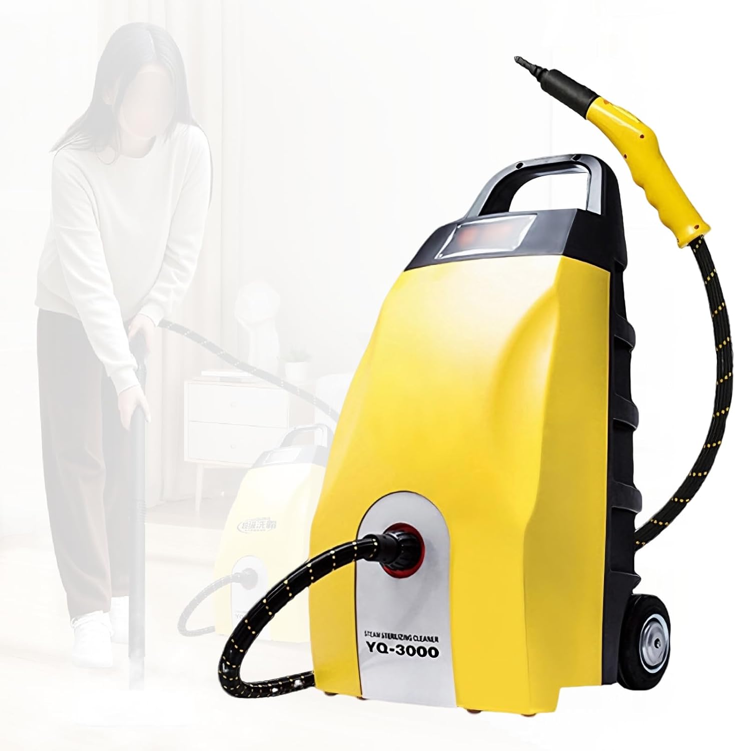 WEICNE 3.5 L Steam Cleaner, 2500W High Pressure Multi-Use Steam Washer, with 8 Accessories, Continuous Steam, 20-30 - sec Heat - Up,for Home,Car Washing and AC Cleaning,Yellow/Blue Yellow