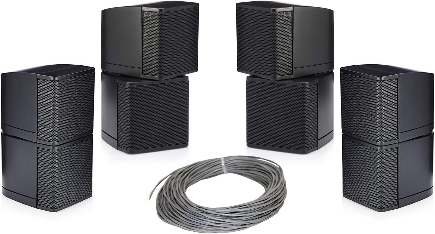 Pure Resonance Audio MC2.5B Mini Cube 2.5 inch Speaker Bundle with Installation Wire - Home Value Pack (4 Pack
