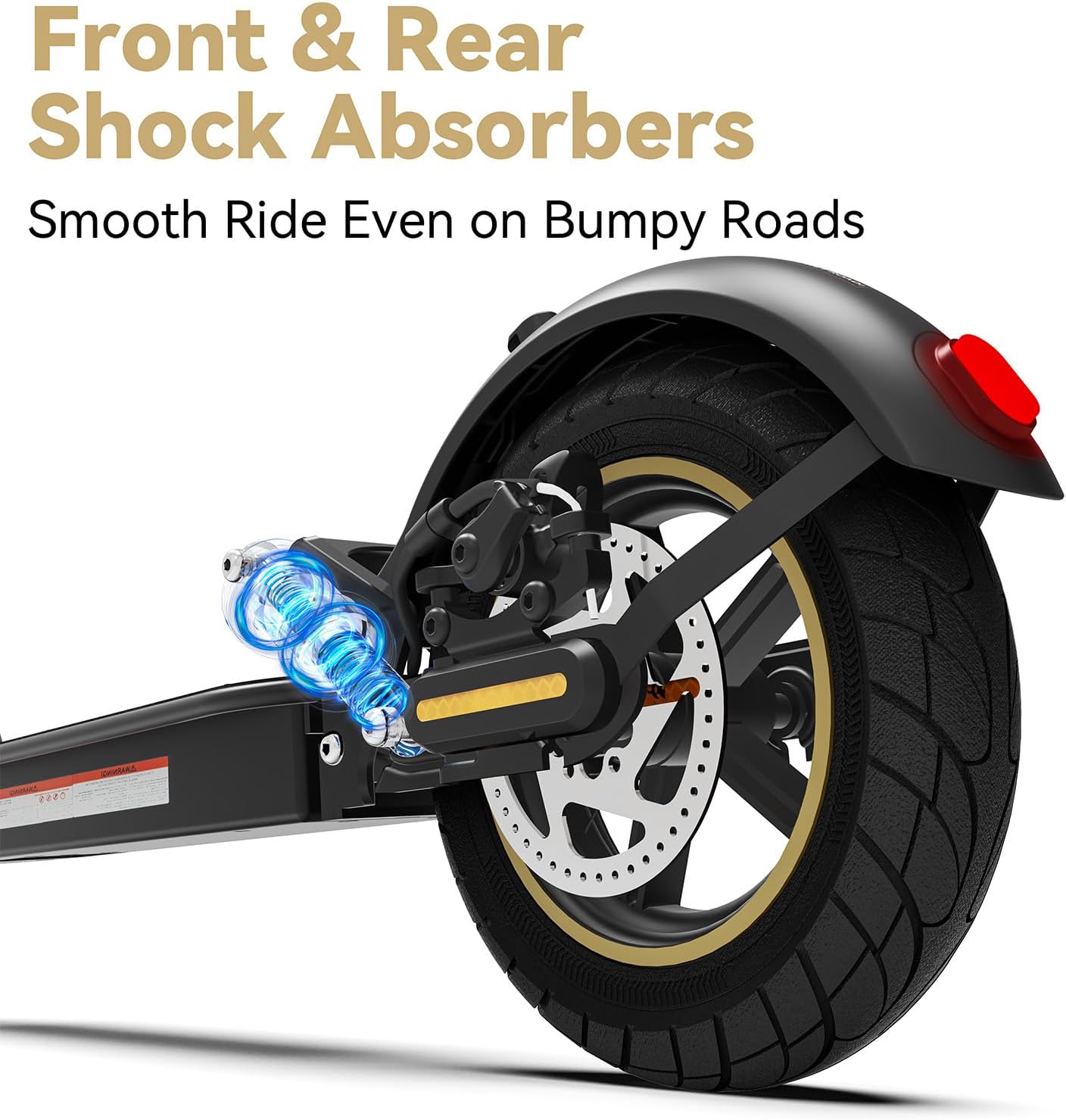 Adult Electric Scooter for Commuting - 500W Motor, 19 Mph Top Speed, 23 Miles Range, 10'' Solid Tires | Dual Brakes, Dual Suspension, APP Control