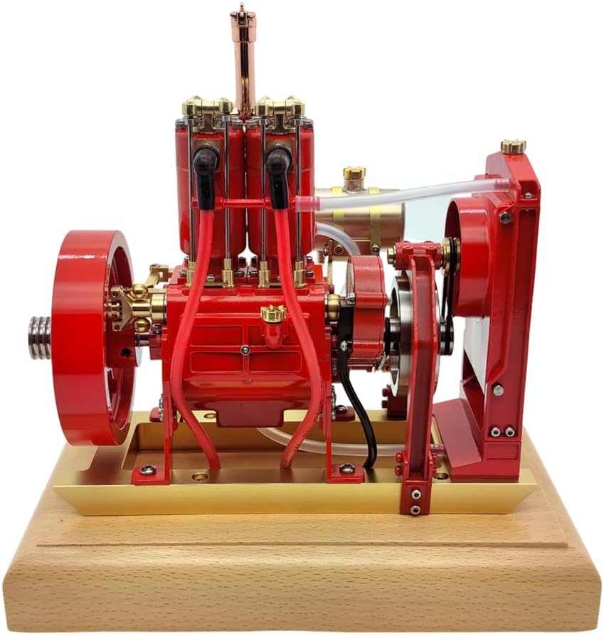 Engine Model Kit That Works, 5CC Vertical Synchronous Twin-Cylinder Overhead Valve Engine Gasoline Engine Model Internal Combustion Tractor Engine 3D Model (Assembled Version)