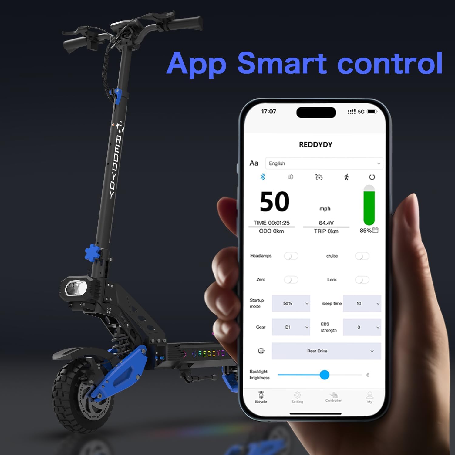 RD2 Electric Offroad Scooter - 40-50 MPH Fastest Dual Motor Adult Scooter, 5000W Peak, 55-Mile Long Range, 10.5