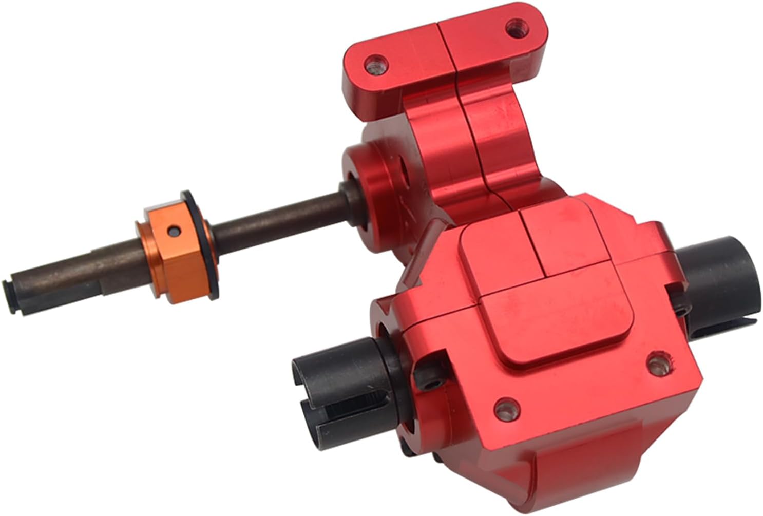 FLMLF CNC Metal Three-Stage Split Differential Diff.Gear Box Case Assembly Kit for 1/5 Hpi Rofun Rovan Km Baja 5B 5T 5Sc Rc Car Parts (Red)