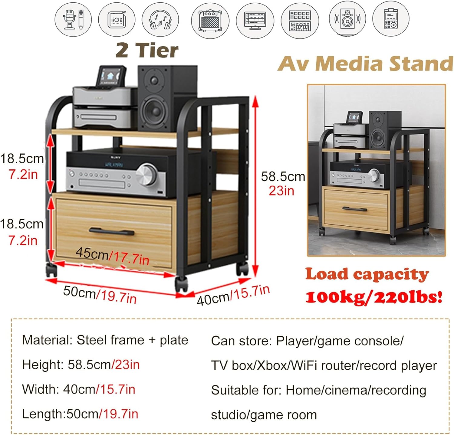 LSMKKA Modern Stereo Rack System for Home
