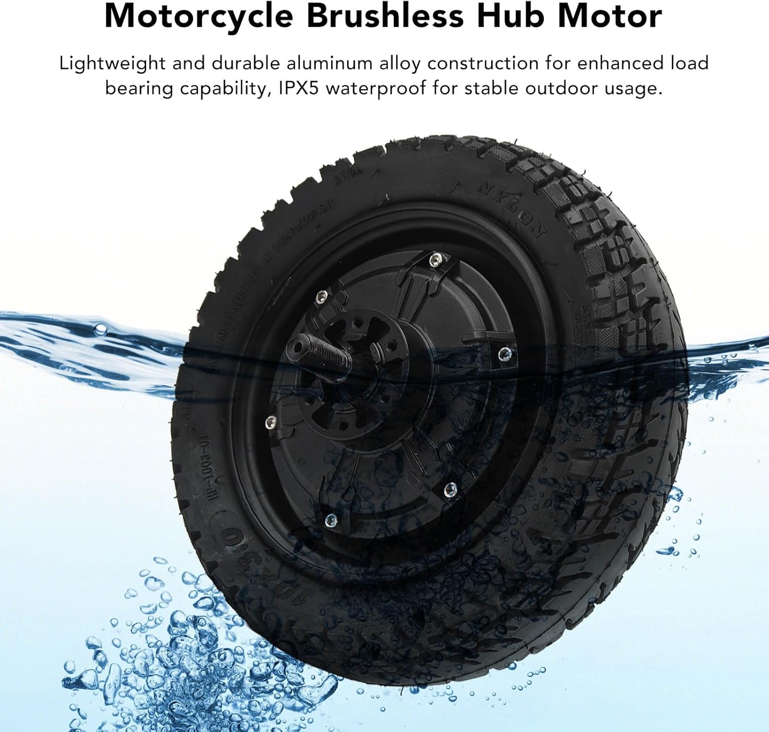 10in Electric Bicycle Wheel Hub Motor, 36V 60V Scooter Tire with Hub, 500 to 1500W DC Disc Brake Brushless Hub Motor for Electric Bike Scooter