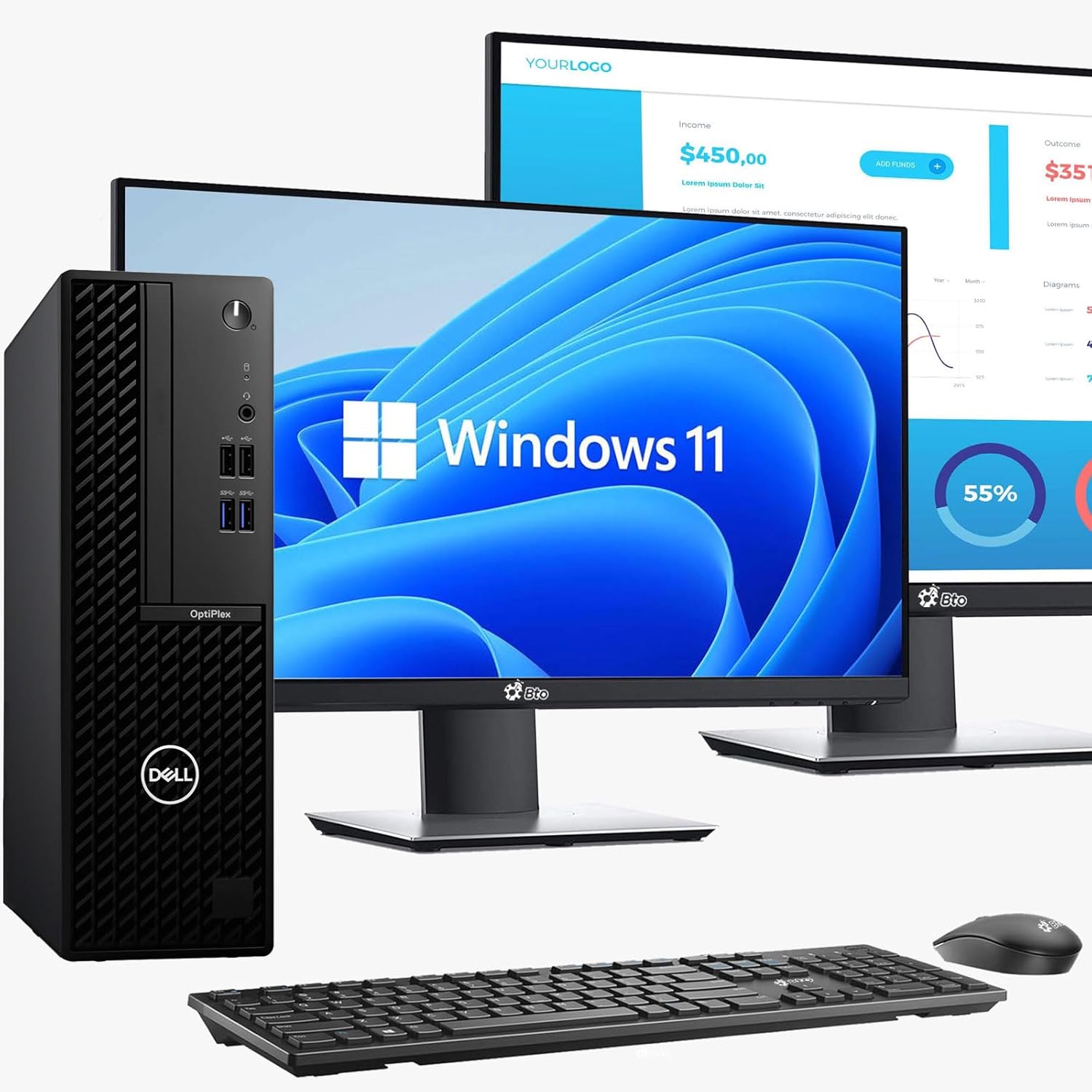 Dell OptiPlex SFF Desktop PC | Intel Core i5-10th Gen | 16GB DDR4 RAM | 256GB SSD | Dual 24