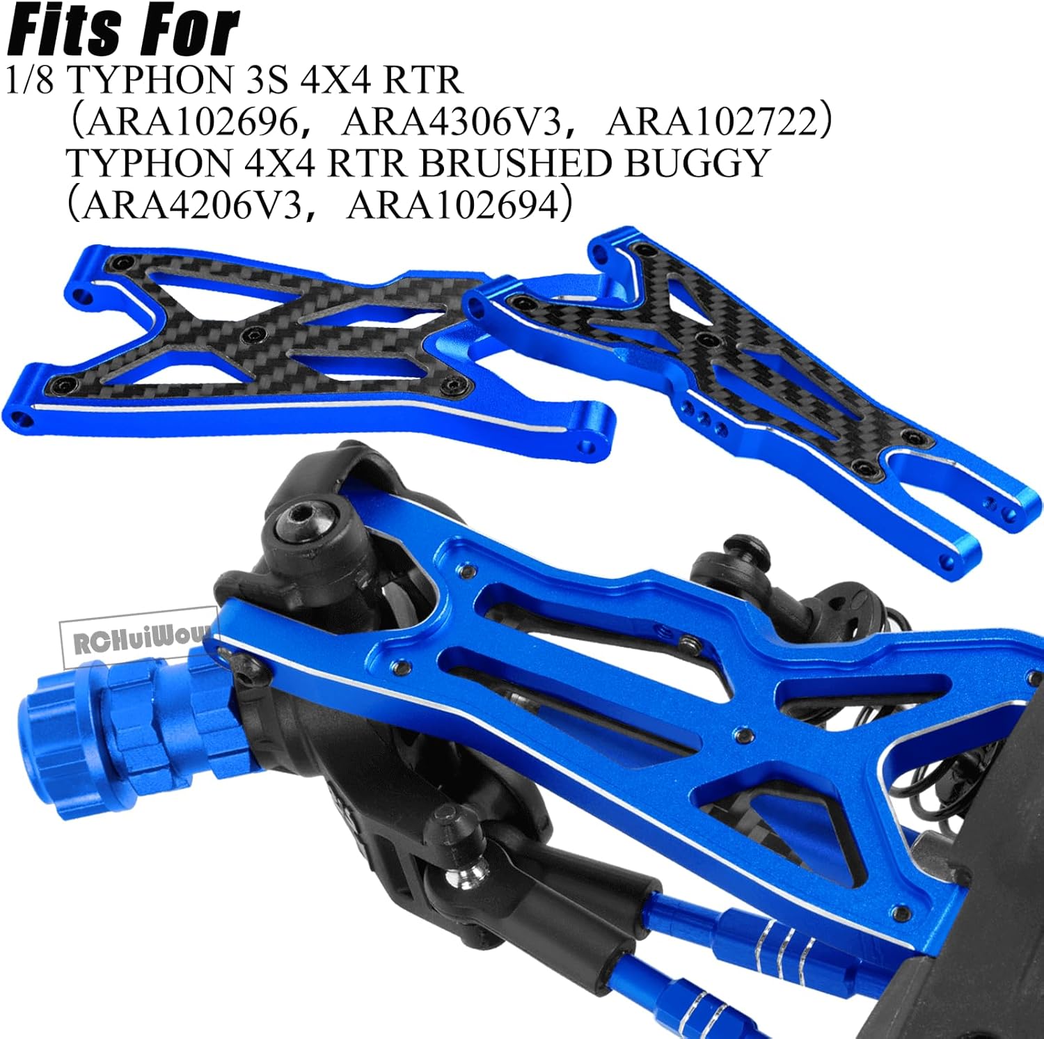 RC Upgrades Part for 1/8 Typhon 3S BLX,Shocks,Driveshafts,Transmission,Turnbuckles,A Arms,Caster Block Set,Center CVD &Support,25T Servo Saver,58T Slipper,Steering,Navy Blue