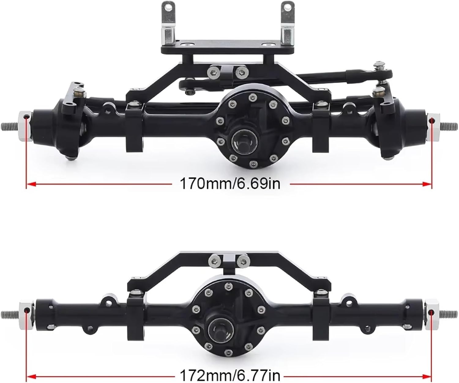 RC Car Parts Compatible with Gelande II TF2 D90 D110 for Yota II 1/10 RC Crawler Car CNC Aluminum Alloy Axle Front and Rear Upgrade Parts(Rear and Front)