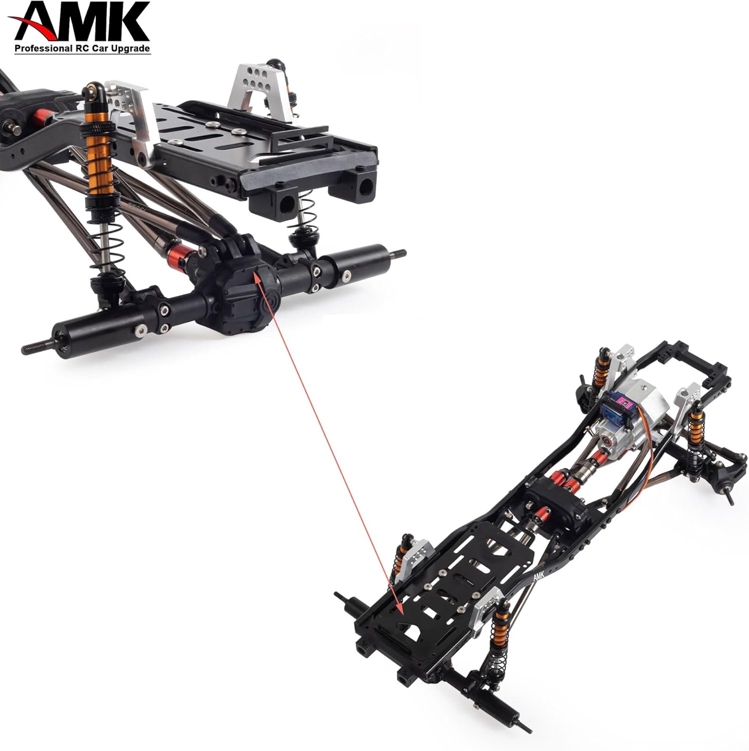 All Metal Structre 313mm Wheelbase 1/10 RC Crawler Chassis with 2 Speed Transmission Reversed Front Axle for TRX4 TRX6 90046 EX86100 Axial SCX10 Upgrades