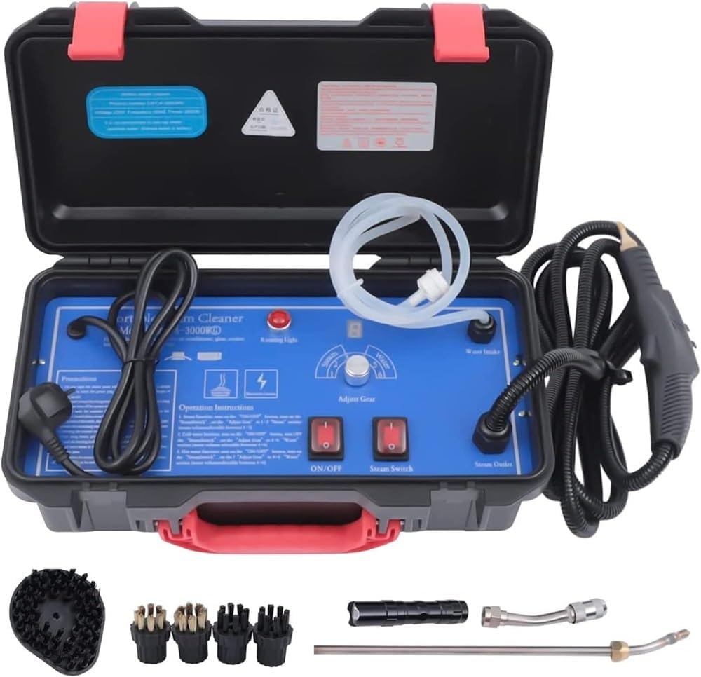 CHIPEL High Pressure Steam Cleaner, 3000W High Temp Portable Kitchen Power Cleaning Machine, Tankless and Heavy Duty for Home Use Grout Tile Bathroom Grease Car(110v 1700w)