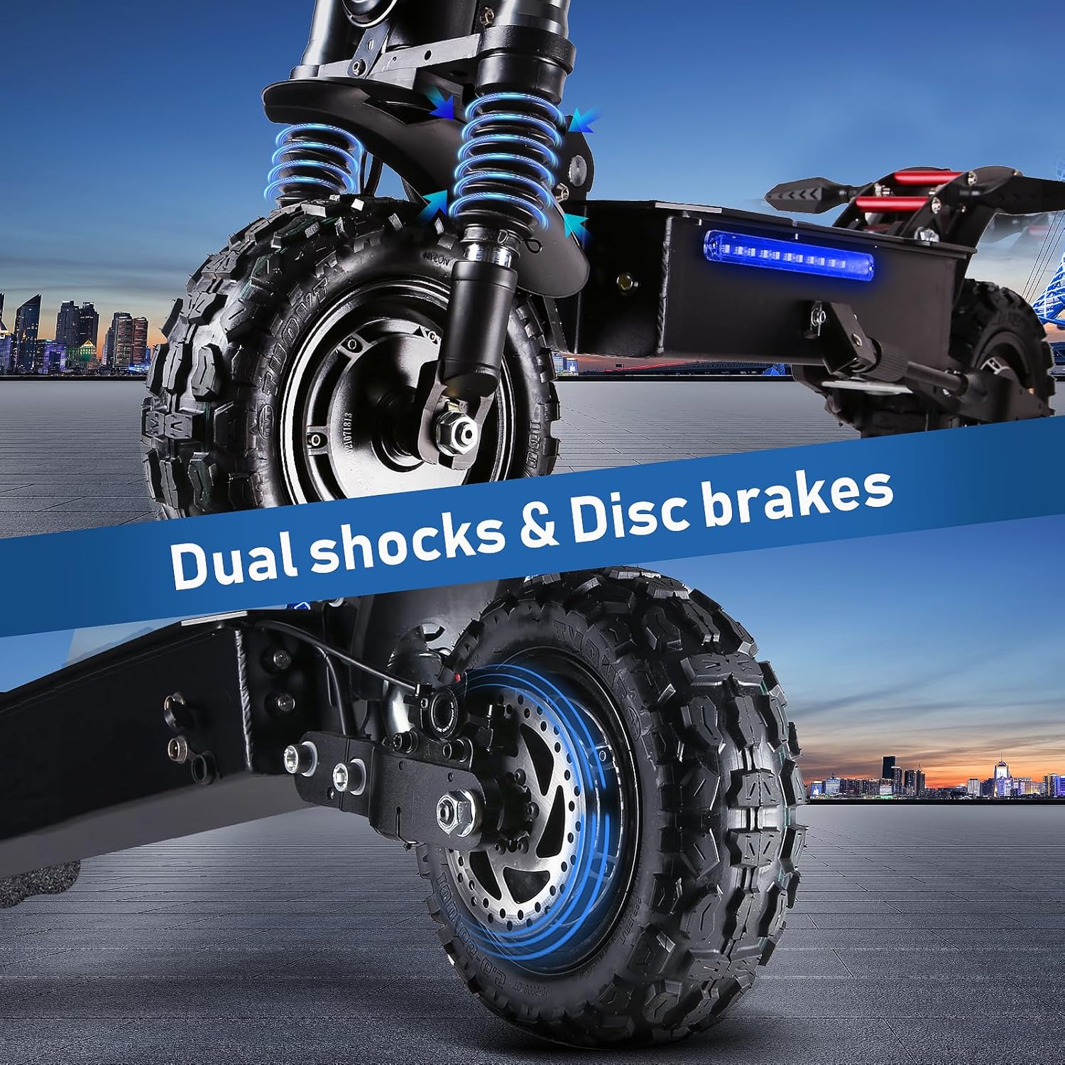 60V 38AH/27AH Electric Scooter Adult,6000W Dual Motors Max Speed 50MPH, Range 45-60 Miles Foldable Electric Scooter with Seat, Dual Suspension All Terrain E-Scooter