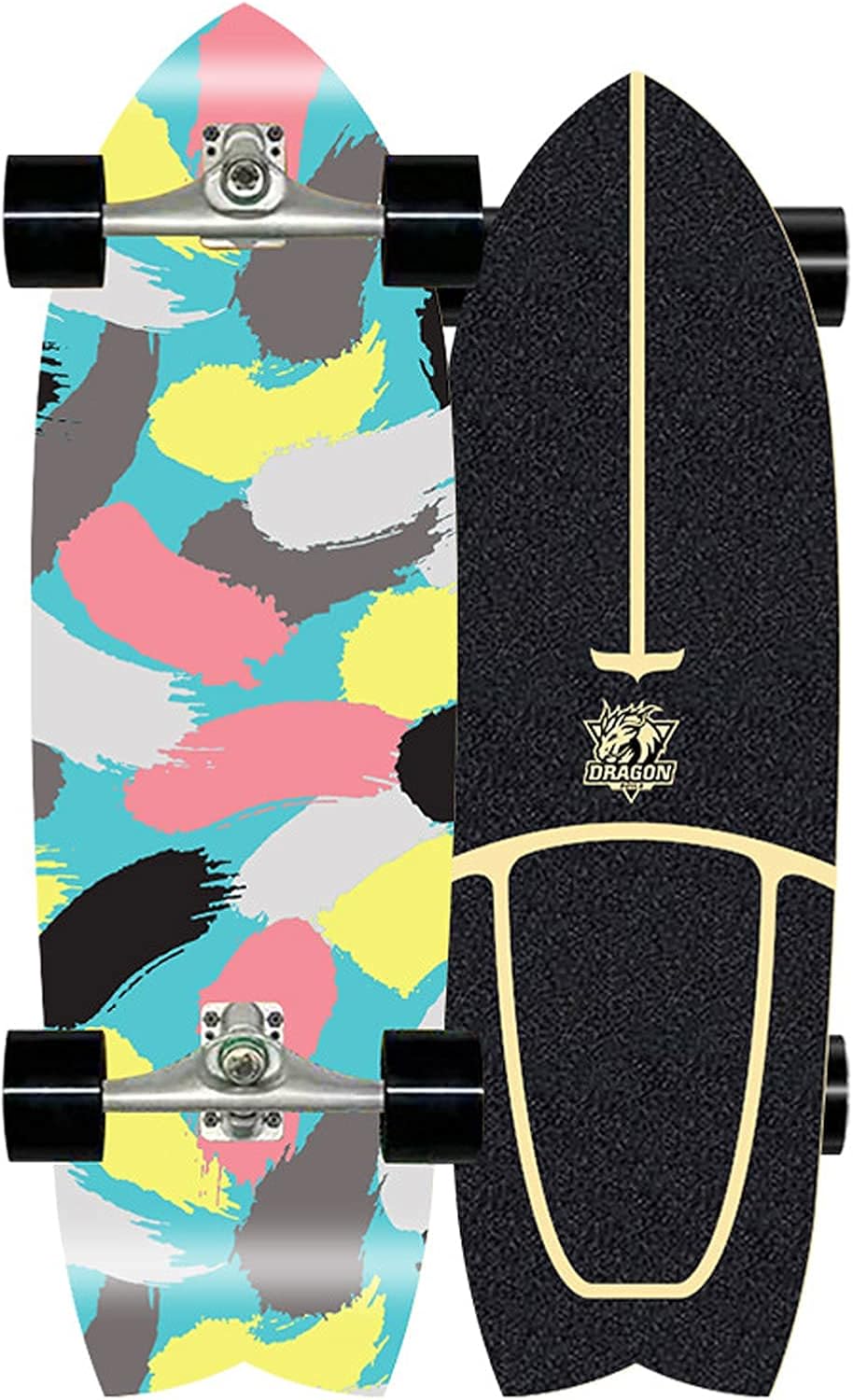 VOMI SurfSkates Pumping Carving Skateboard 75×23.5cm CX4 Truck Land Surfing Skateboard 7 Layers Maple Wood Board ABEC-11 Bearing Simulated Surfing Training Board for Children Youth Adults (B)