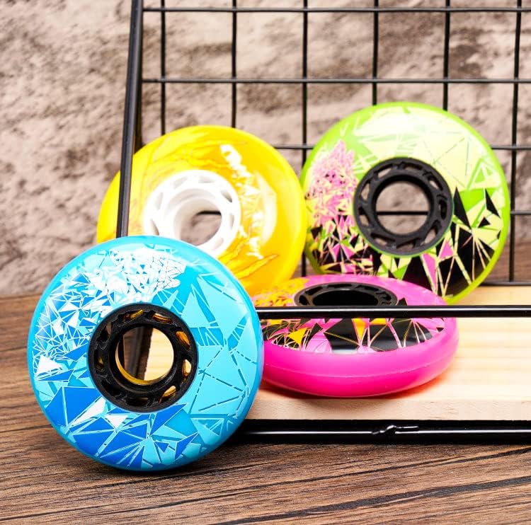 Inline Skate Wheels for Outdoor Indoor 72mm/ 76mm/ 80mm Inline Skate Replacement Wheels High-end Flat Flower Wheels