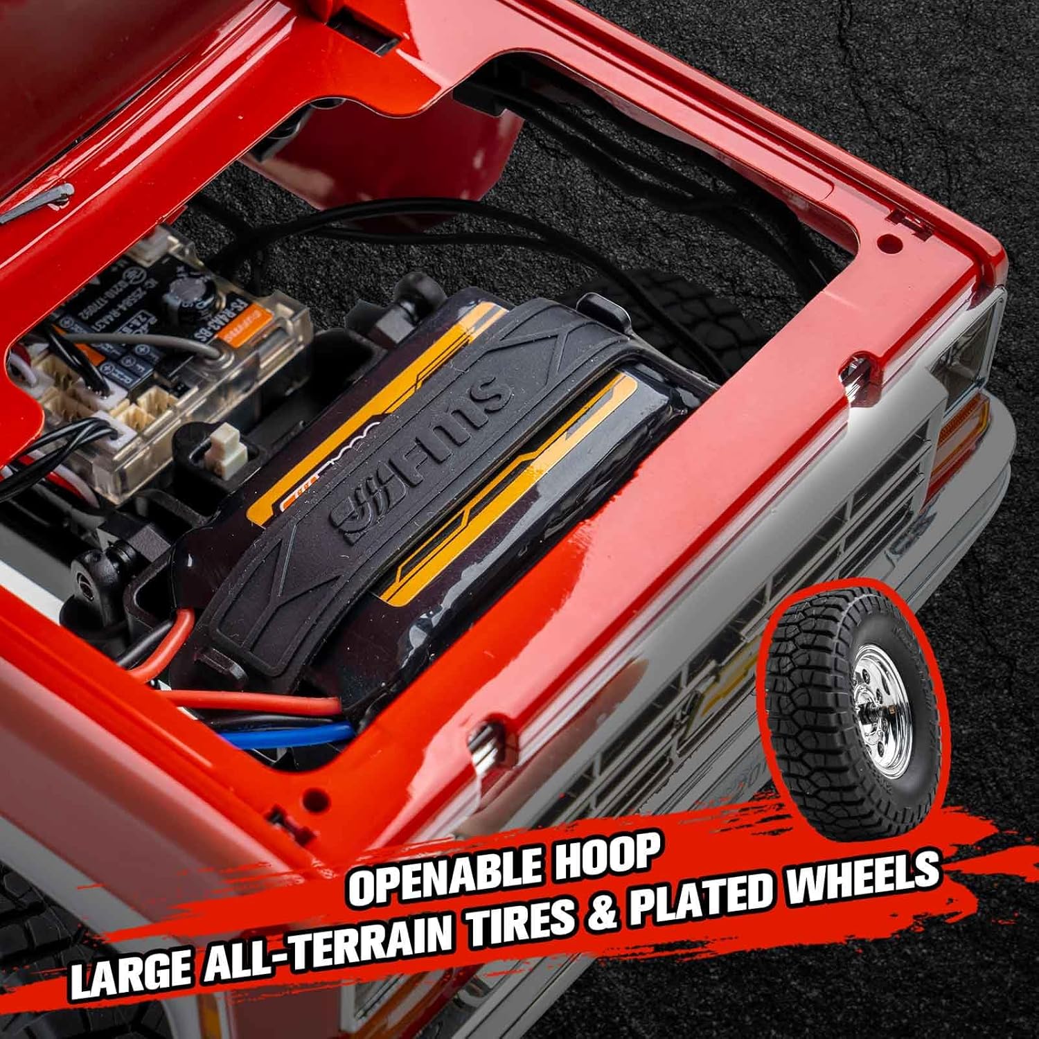 FCX18 FMS 1/18 Chevrolet K10 RC Truck, Officially Licensed 4WD RC Crawler 2 Speeds Switch with LED Lights, Off-Road RC Model for Adults (Red)