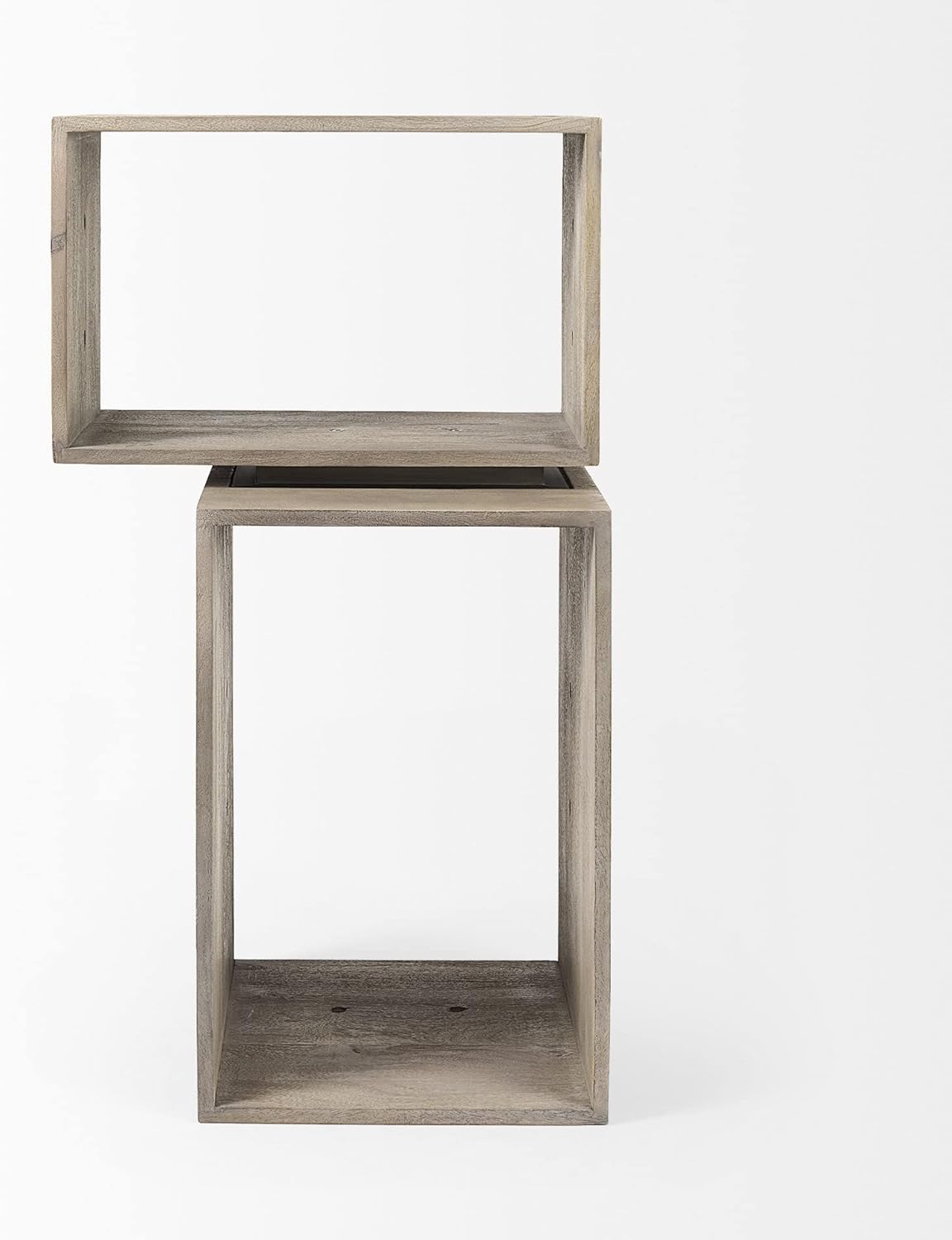 HomeRoots Set of Two Brown Solid and Manufactured Wood Two Tier Floating Bookcase