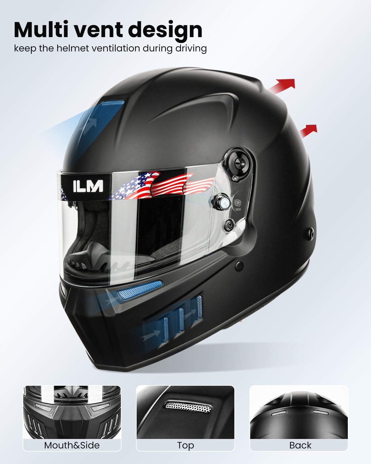 ILM Snell SA2025 Full Face Auto Racing Helmets Lightweight Fiberglass for Adult Men and Women Model 890