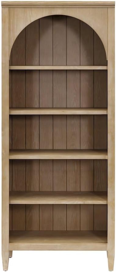 Starlight Wood Open Bookcase, Fully Assembled, 3 Adjustable Shelves, 1 Fixed Shelf, Wire Brushed Light Oak Finish, Brown Wood