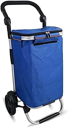 Collapsible Wagon Cart with Wheels Foldable Folding Wagons Carts Silent Universal Wheels,Shopping Cart 45L Shopping Trolley with Fabric Bag and Foldable Grocery Utility Climb Stair Cart for