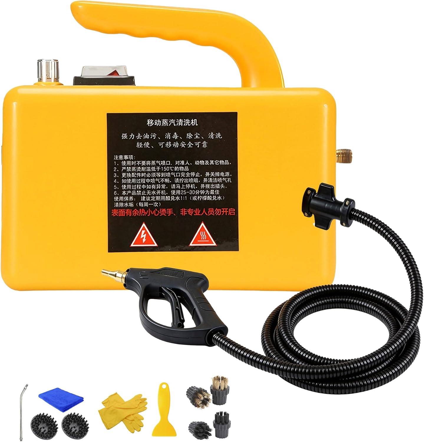 ZHDANB 2600W steam Cleaner Machine, Handheld steam Cleaner, Adjustable steam, 20s Quick Heat-Up, Includes 6 Brush Heads, steam Cleaner with Accessories, for Kitchen,Car,Grout HandleControl-220V