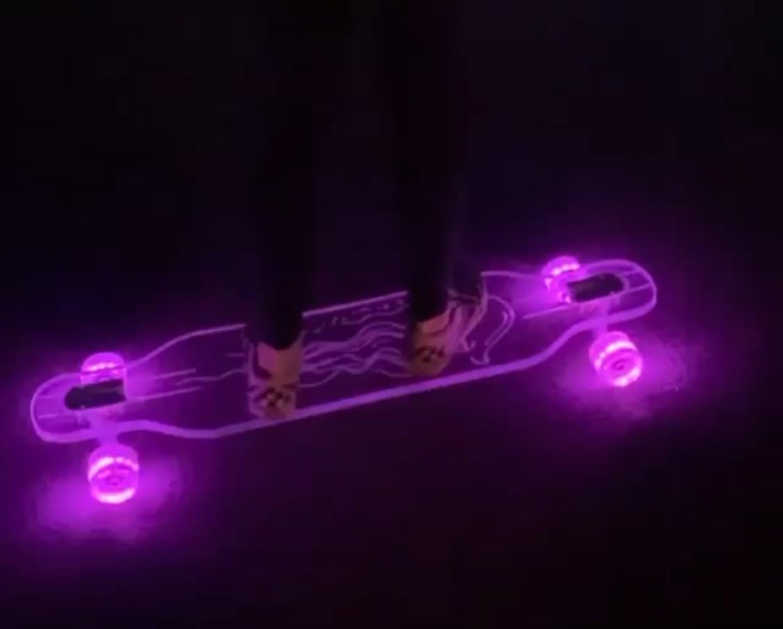 GHOST BOARDS Clear Longboard Skateboard - Transparent Acrylic Long Boards with Light-Up LED Wheels for Smooth Rides - Ride The Streets in Style with Longboard Built for Beginners & Pros Alike