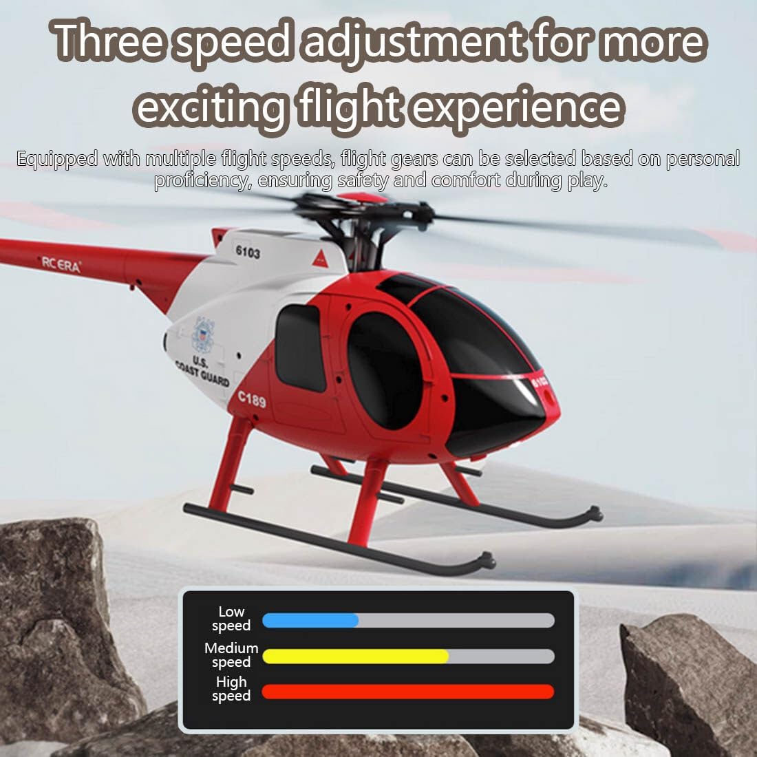 C189 MD500 Little Bird RC Helicopter with One-Key Takeoff/Landing, 2.4G 4CH Single Rotor RC Aircraft with 6-Axis Gyro, Dual Brushless Motors, Altitude Hold & Optical Flow Positioning - RTF