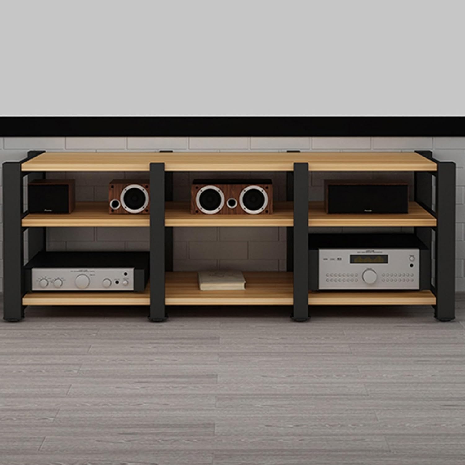 AV Media Stand Corner Shelf TV Stand Media Console Stereo Racks and Stands with Storage Shelves