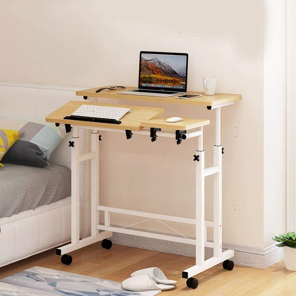 Side Table Laptop Table Sofa Table Side Table Sofa Table Rolling Laptop Lap Desk for cart tilt overbed Height Adjustable Movable Bedside Table Computer Desk Sofa Table W (Color C) D (B)