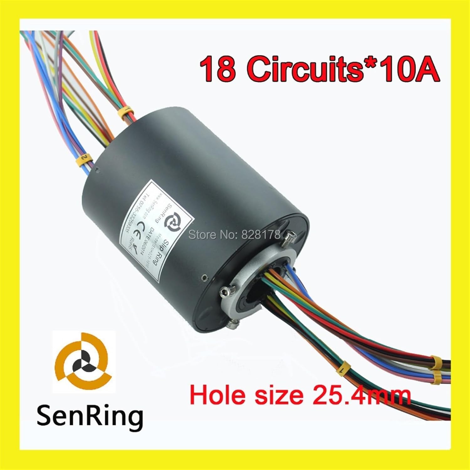 Rotary Joint 18 Wires/Circuits 10A with Through bore 1'' (25.4mm) of Through Hole Slip Ring