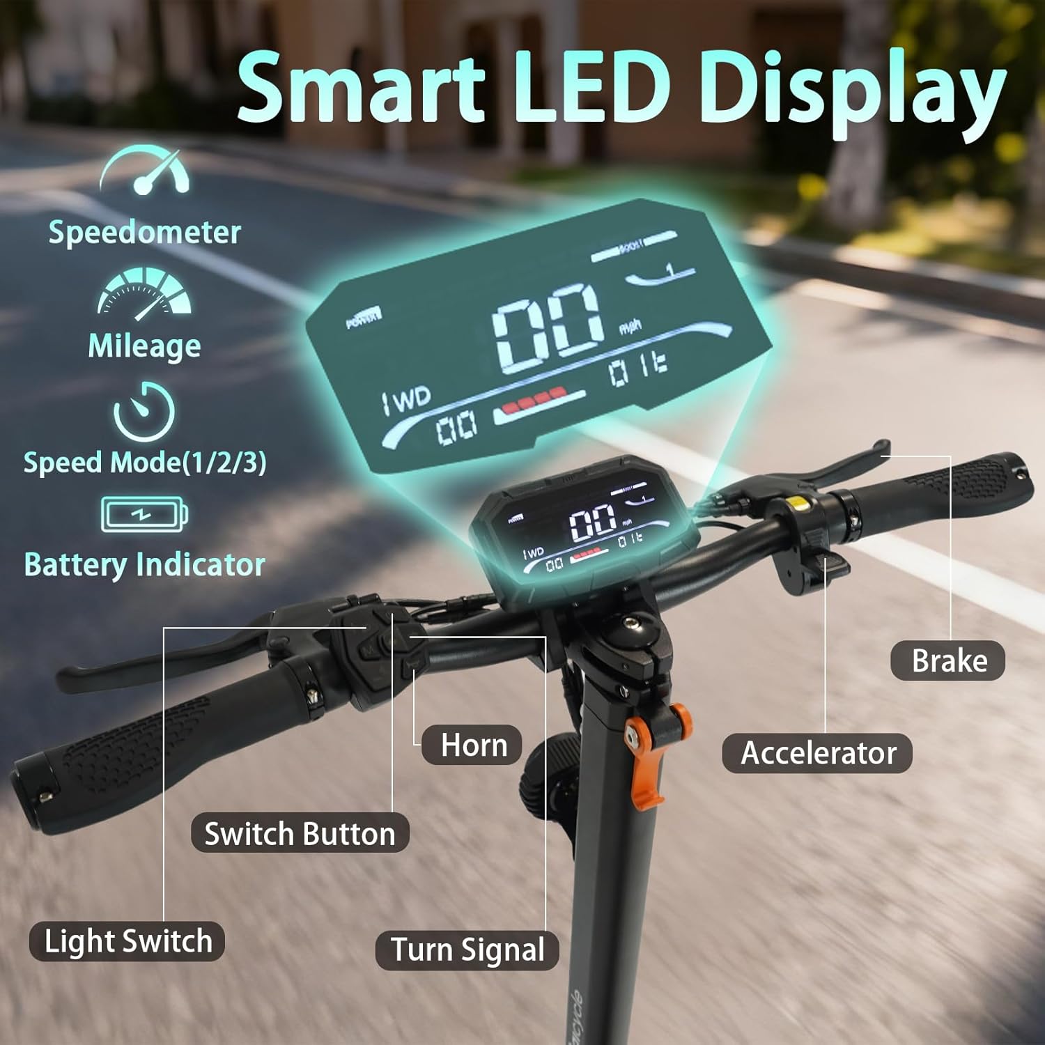 Electric Scooter, 1600W High-Power Motor, 36MPH Max Speed, 40-Mile Long Range, 48V/23.4AH Large-Capacity Battery, 10