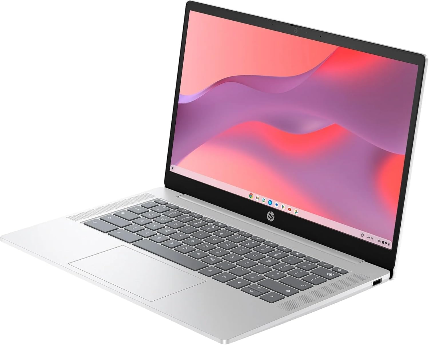 HP Chromebook 14 inch Laptop, Intel Processor N200, 4GB DDR5 RAM, 128GB UFS, Wi-Fi6, Bluetooth, Chrome OS, Glacier Silver with HEX Accessories