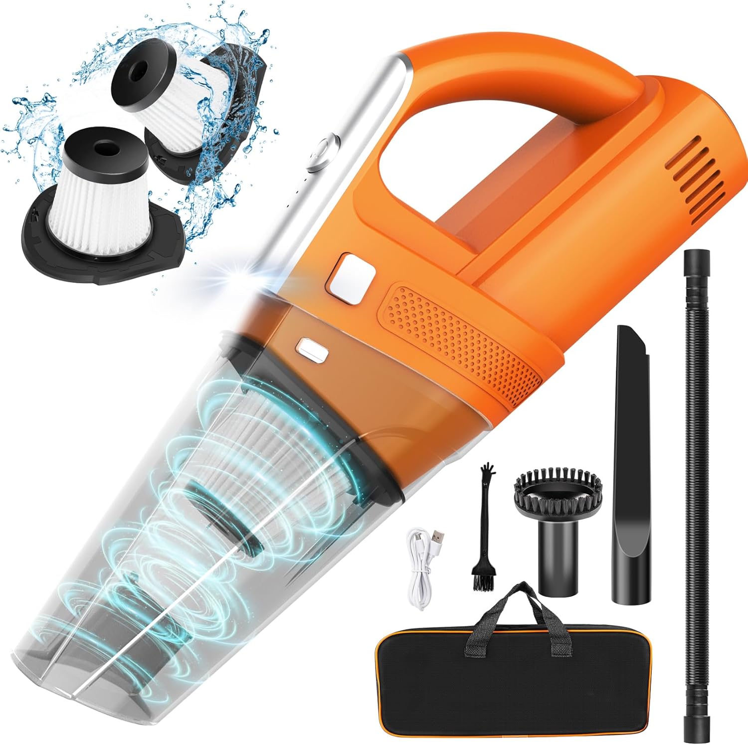 SAKOLD Handheld Vacuum Mini Protable Rechargeable Car Vacuum Cleaner Cordless with 11000PA Powerful Suction for Car Home and Office