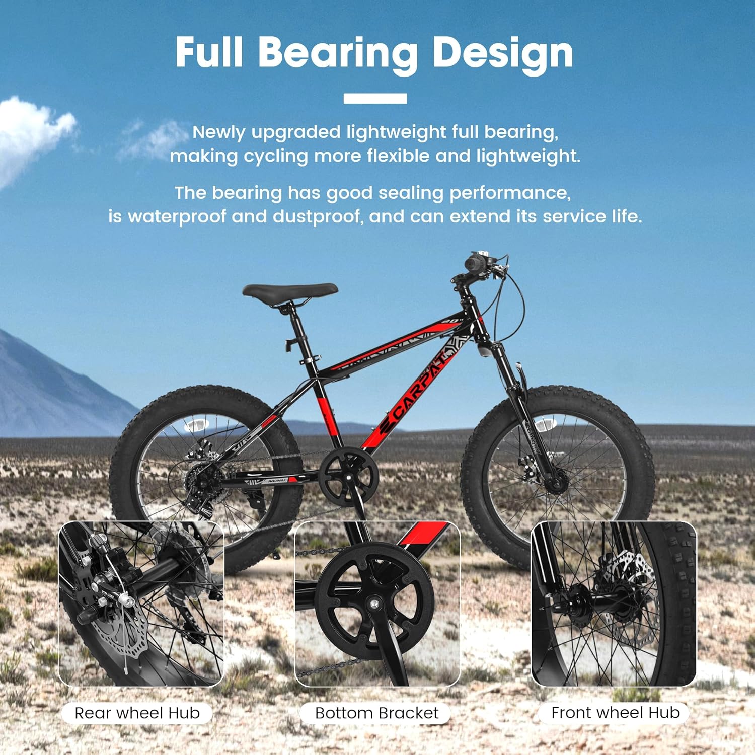 20 Inch Kids & Teen Mountain Bike – 7 Speed Twist Grip Shifters, Dual Disc Brakes, 20x4.0 Wide Tires, Front Suspension, High Carbon Steel Frame (Ages 8-14)