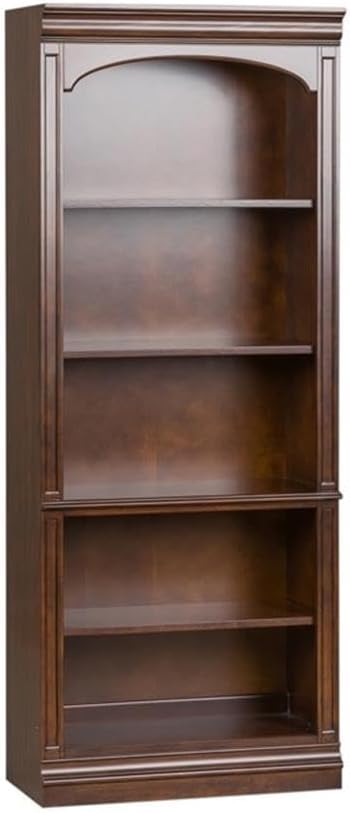 Pemberly Row Traditional Wood Executive Open Bookcase in Cognac