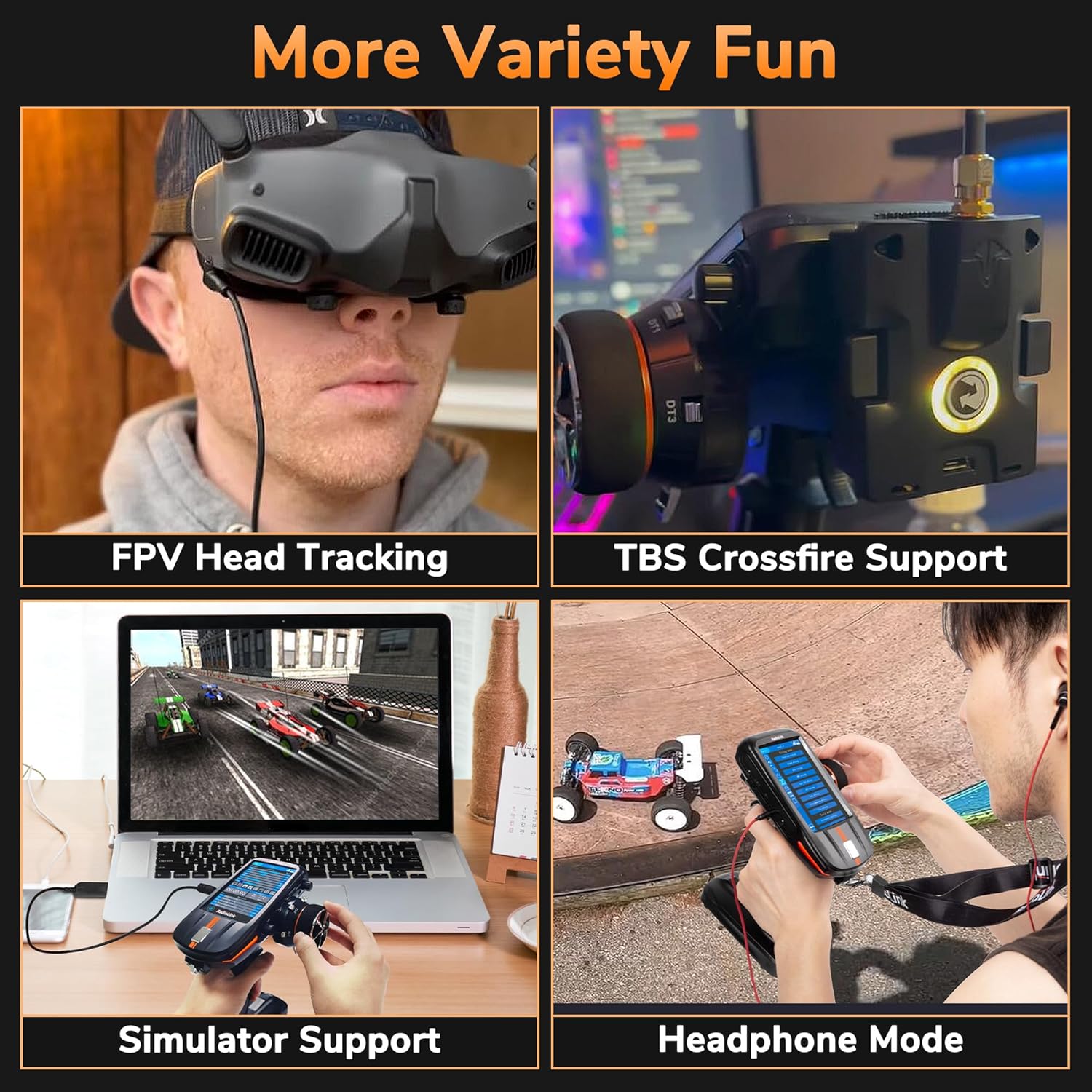 Radiolink RC8X 8CH 2.4G RC Transmitter and R8FG&R4FGM V2.1 Gyro Receivers, 5.8G 48CH Image Transmission Receiver&5.8G OSD Camera, for RC Drifting Crawler Cars Boats