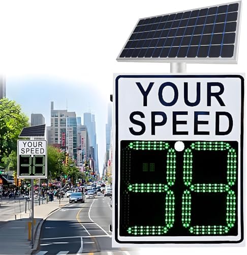Wireless Solar Traffic Speed Display, Radar Speed Sign with Remote Control, 2/3 Digit LED Panel, Digital Speed Detector for Streets & Neighborhoods - 27