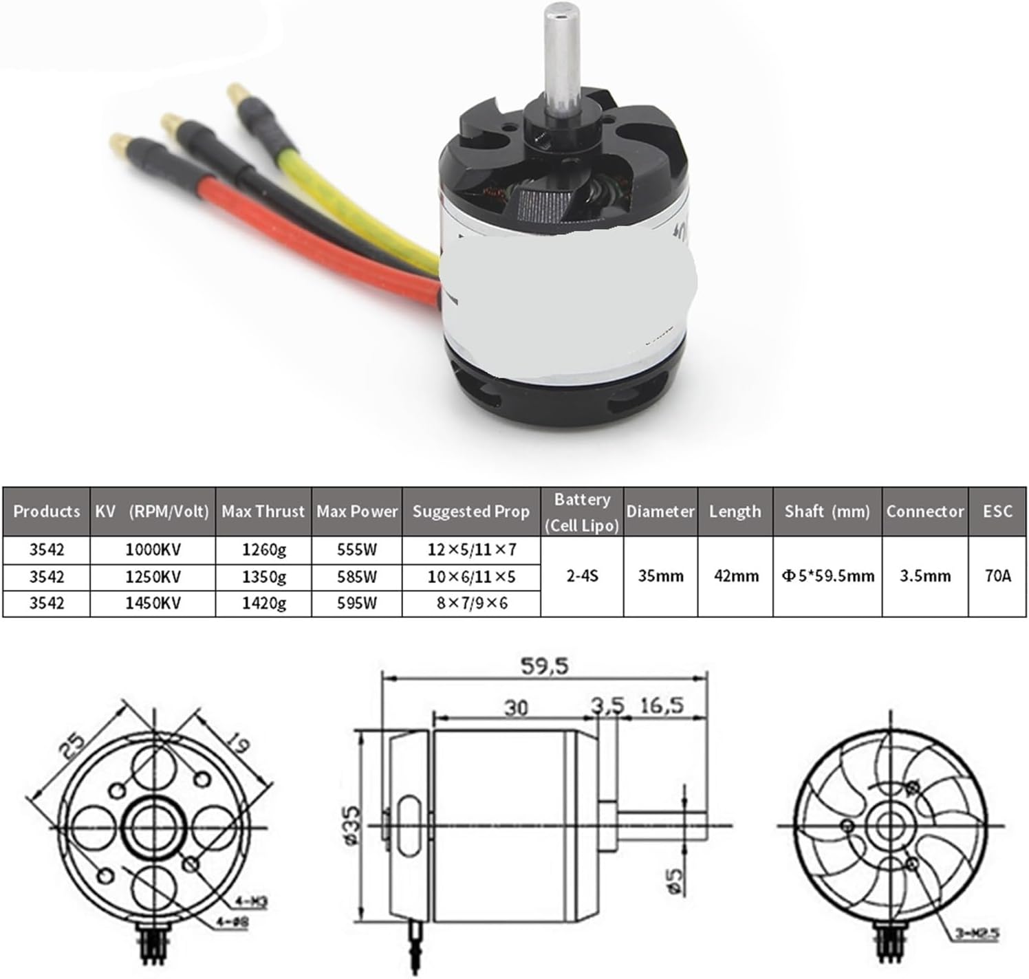 2830 3536 3542 Outer Rotor brushless Motor Four-axis(3536 910KV)